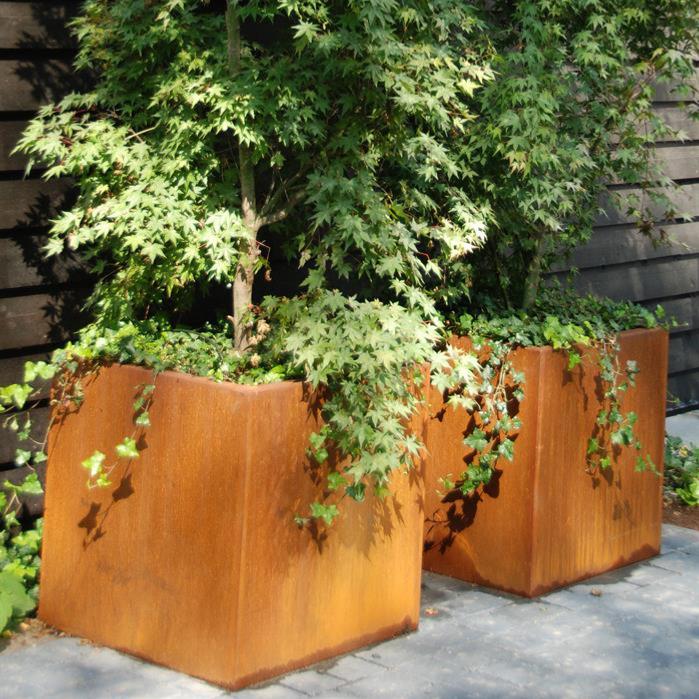 Fyrkantig Blomlåda Hög Corten H.80X40Cm Rostig