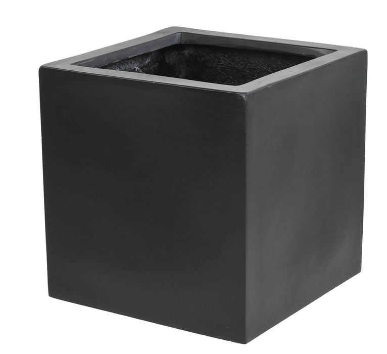 Black Cube Flower Box 30Cm Indoor Outdoor Fiberstone