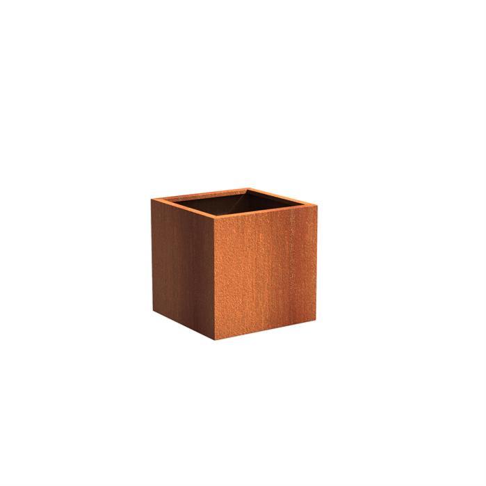 Corten Cube Bricka Rostig Effekt 50 Cm För Växter