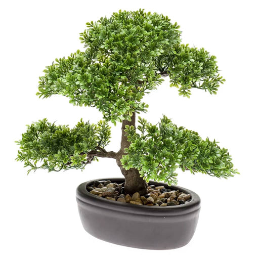 Emerald Mini Artificiell Ficus Bonsai Grön 32 Cm