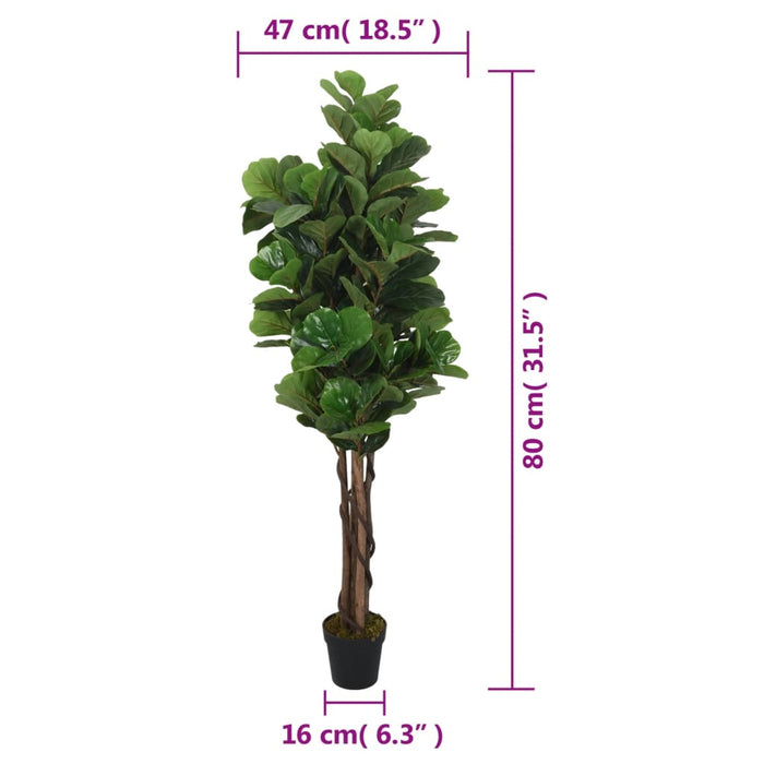 Konstgjord Ficus Lyrata 96 Blad 80 Cm Grön