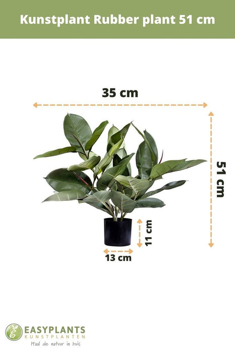 Ficus Elastica Rubber - Konstgjord Grön Växt