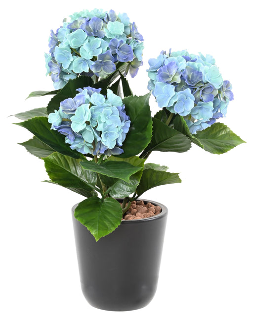 Artificiell Hortensia 3 Huvuden UV-Beständig H.45Cm Blå