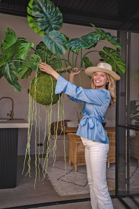 Monstera Kokedama - Konstgjord Hängande Växt