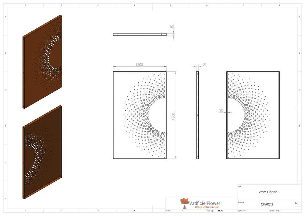 Abstrakt Corten Stål Panel För Trädgård 180X110Cm