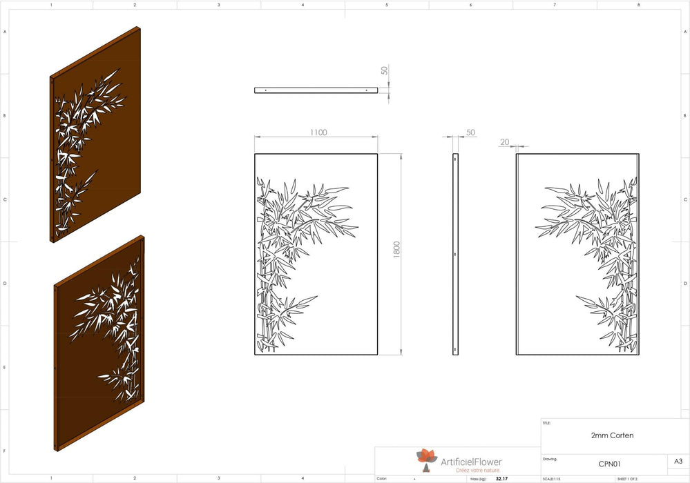 Bambu Corten Stålpanel För Trädgårdsterrass