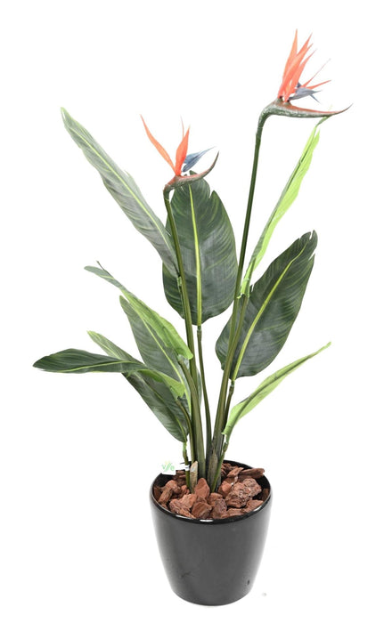 Konstgjord Strelitzia Plant 2 Blommor 95 Cm