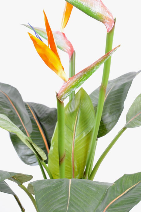 Konstgjord Strelitzia-Växt Med Orange Blommor 98cm