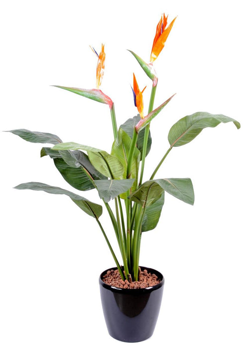 Konstgjord Strelitzia-Växt Med Orange Blommor 98cm