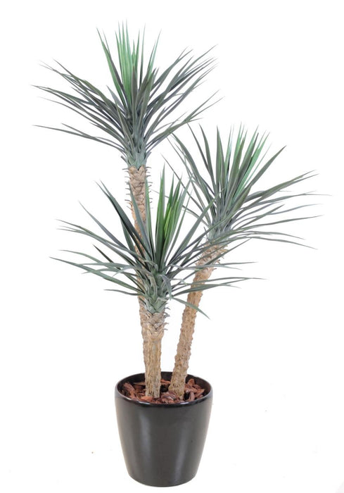 Konstgjord Yucca-Växt 3 Stammar 155 Cm Grön