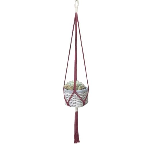 Hängande Blomkruka Macrame Suspension Med Rosa Canvas