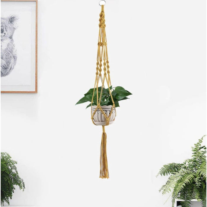 Hängande Blomkruka Gul Macramé Suspension