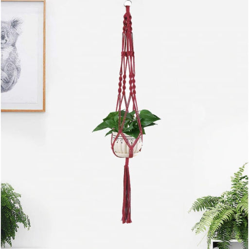 Hängande Blomkruka Röd Macramé Suspension